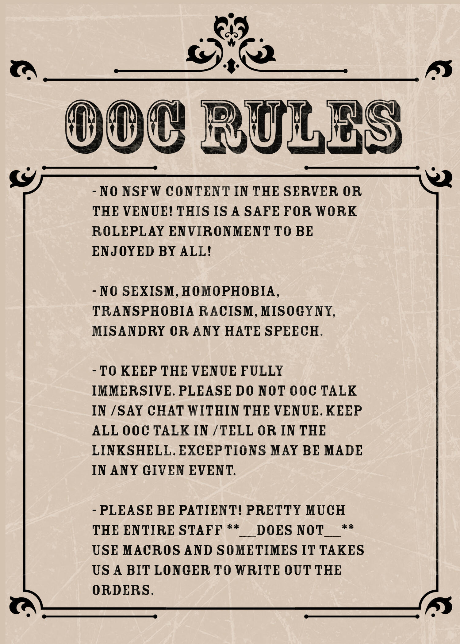 OOC Rules