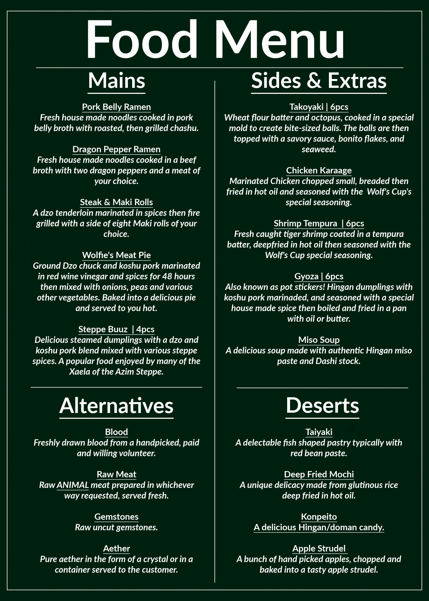 Food Menu